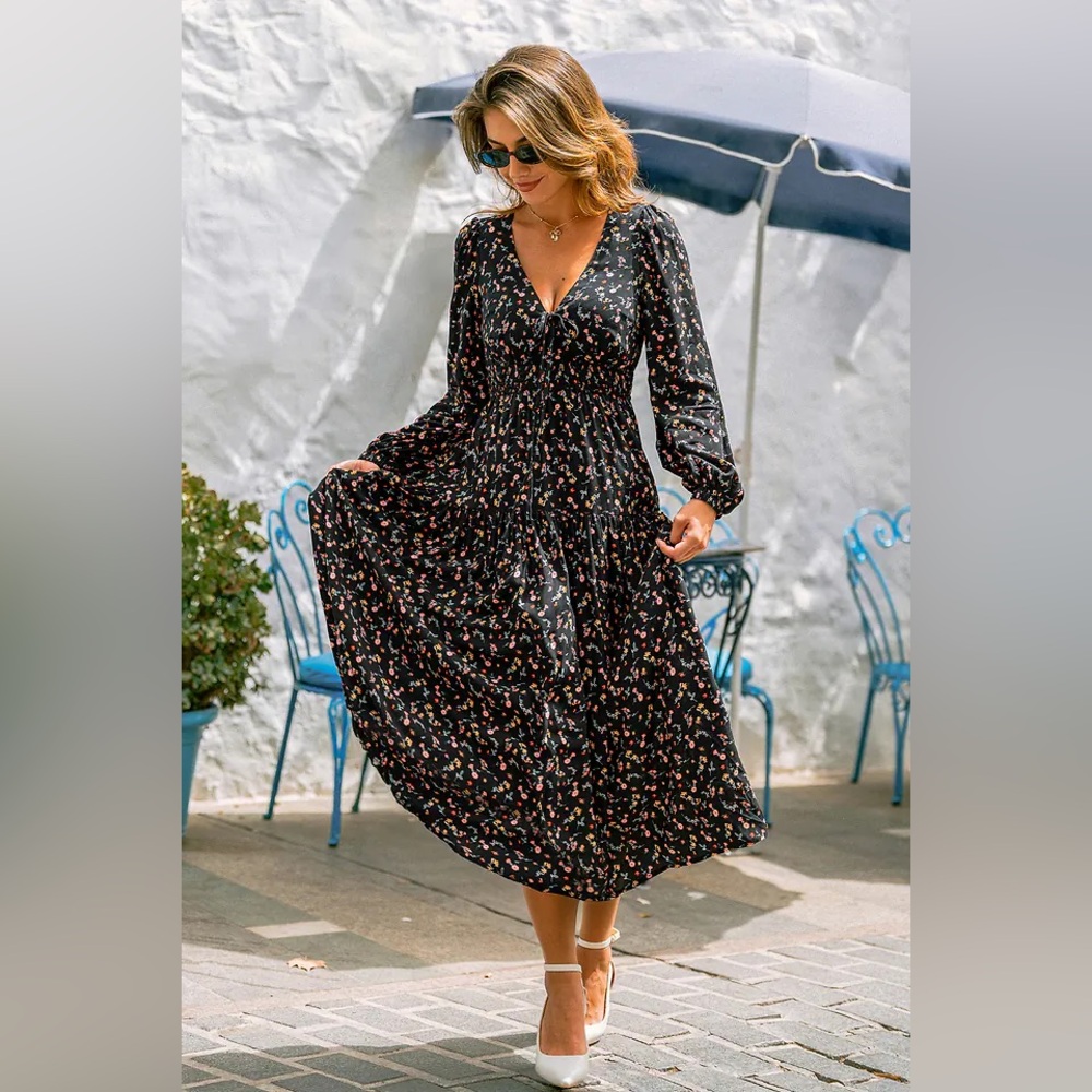 Black floral dress